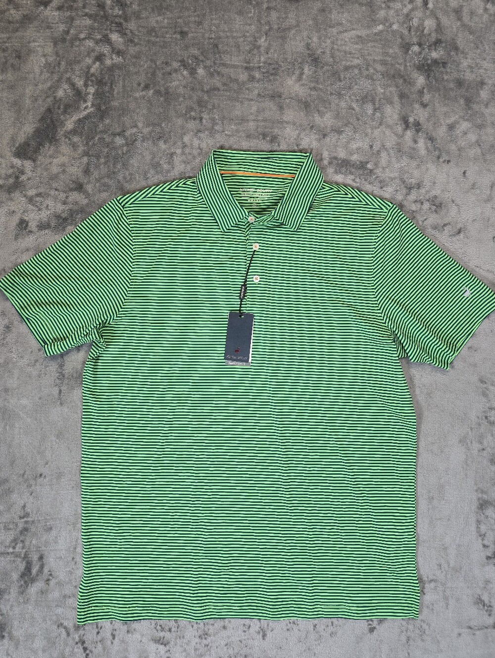 Michel Rouen Striped Performance Golf Polo Size  Large Green New NWT
